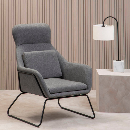 Stockholm Grey Fabric High Back Armchair