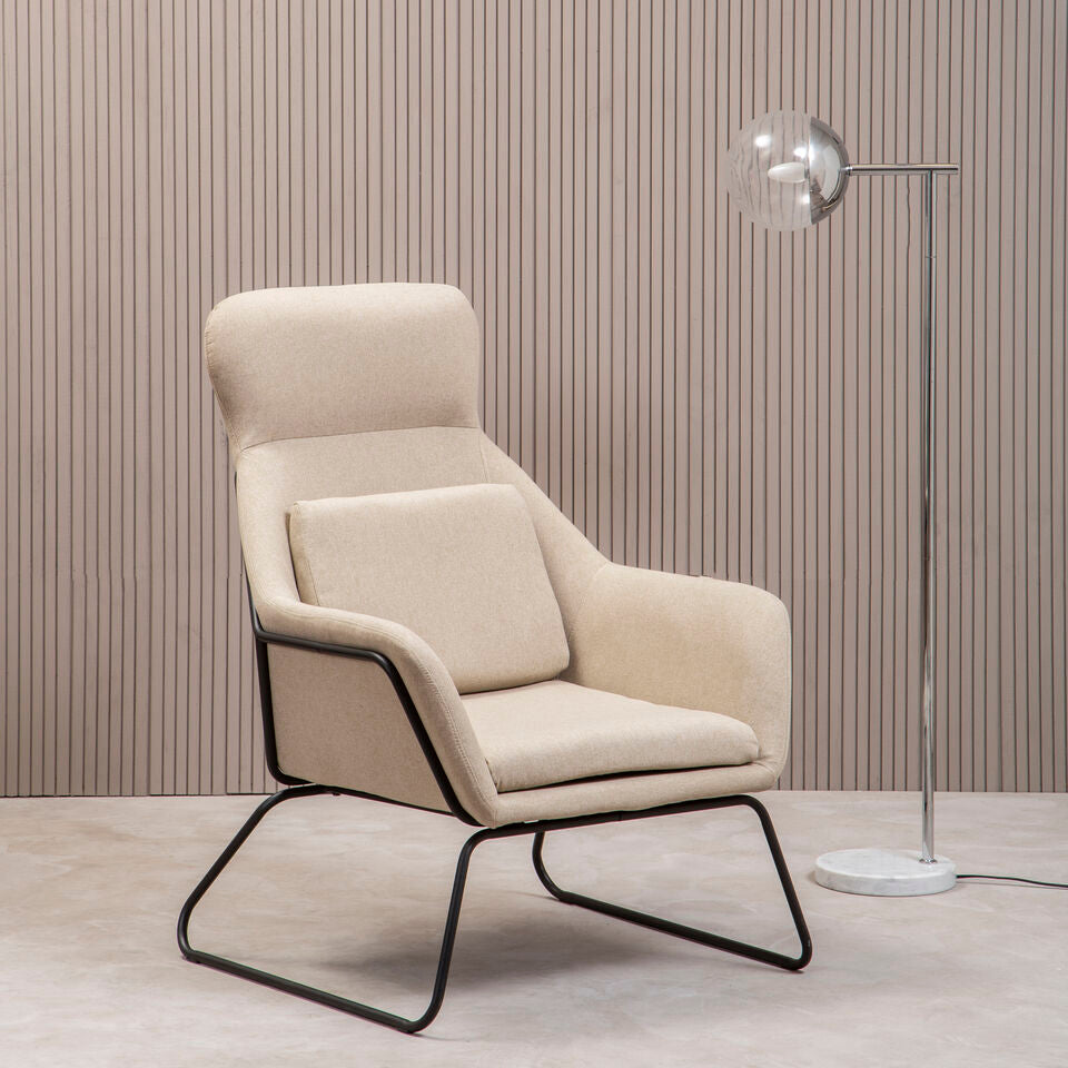 Stockholm Natural Fabric High Back Armchair