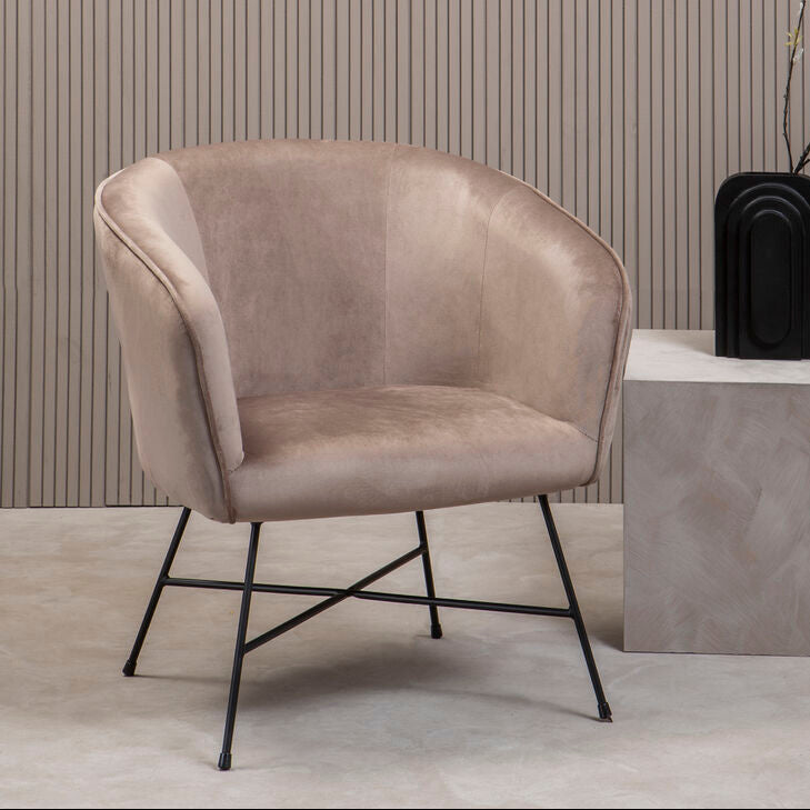 Stockholm Mink Velvet Curved Accent Chair