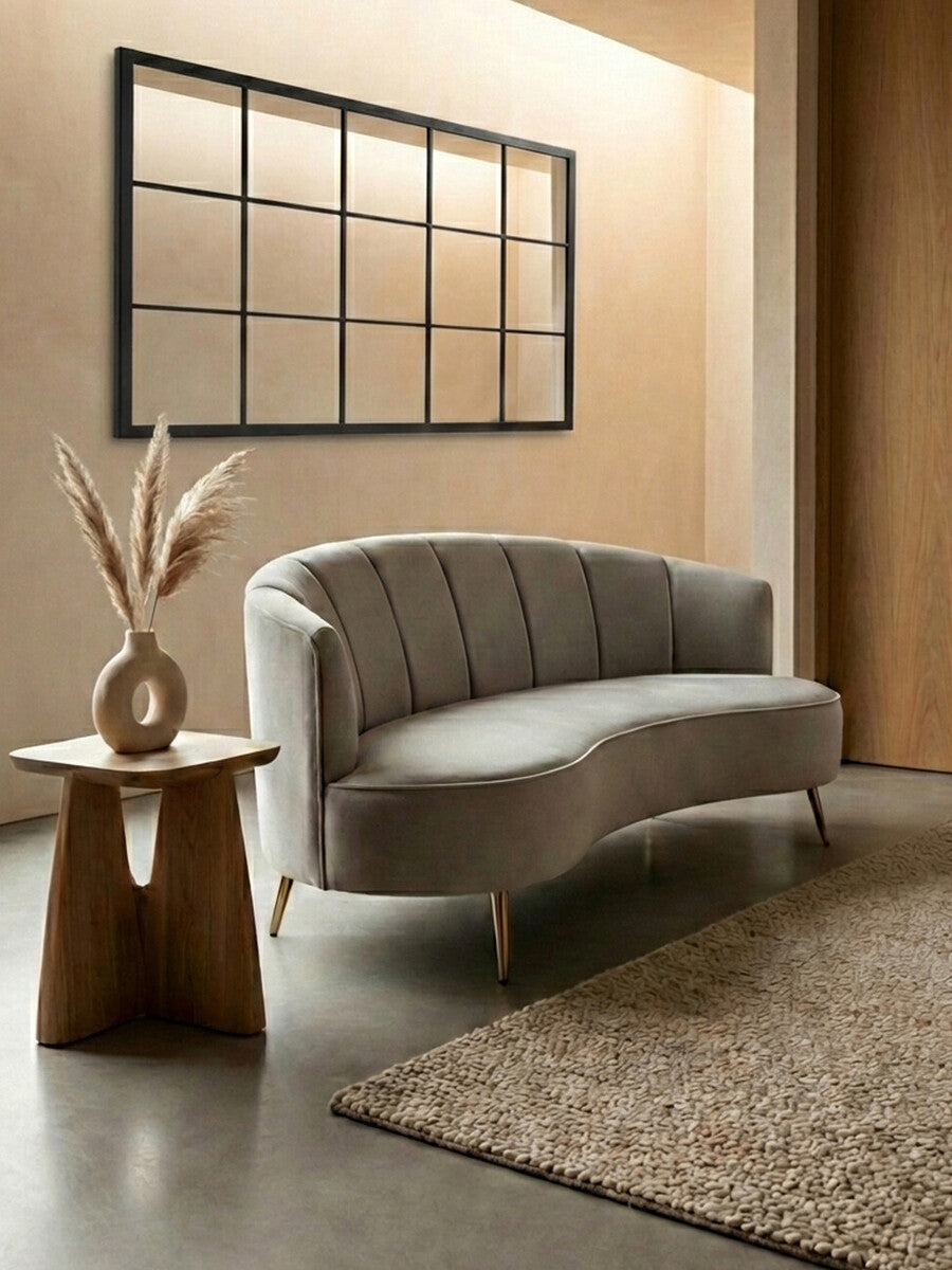 Hasna Grey Velvet 3 Seater Sofa