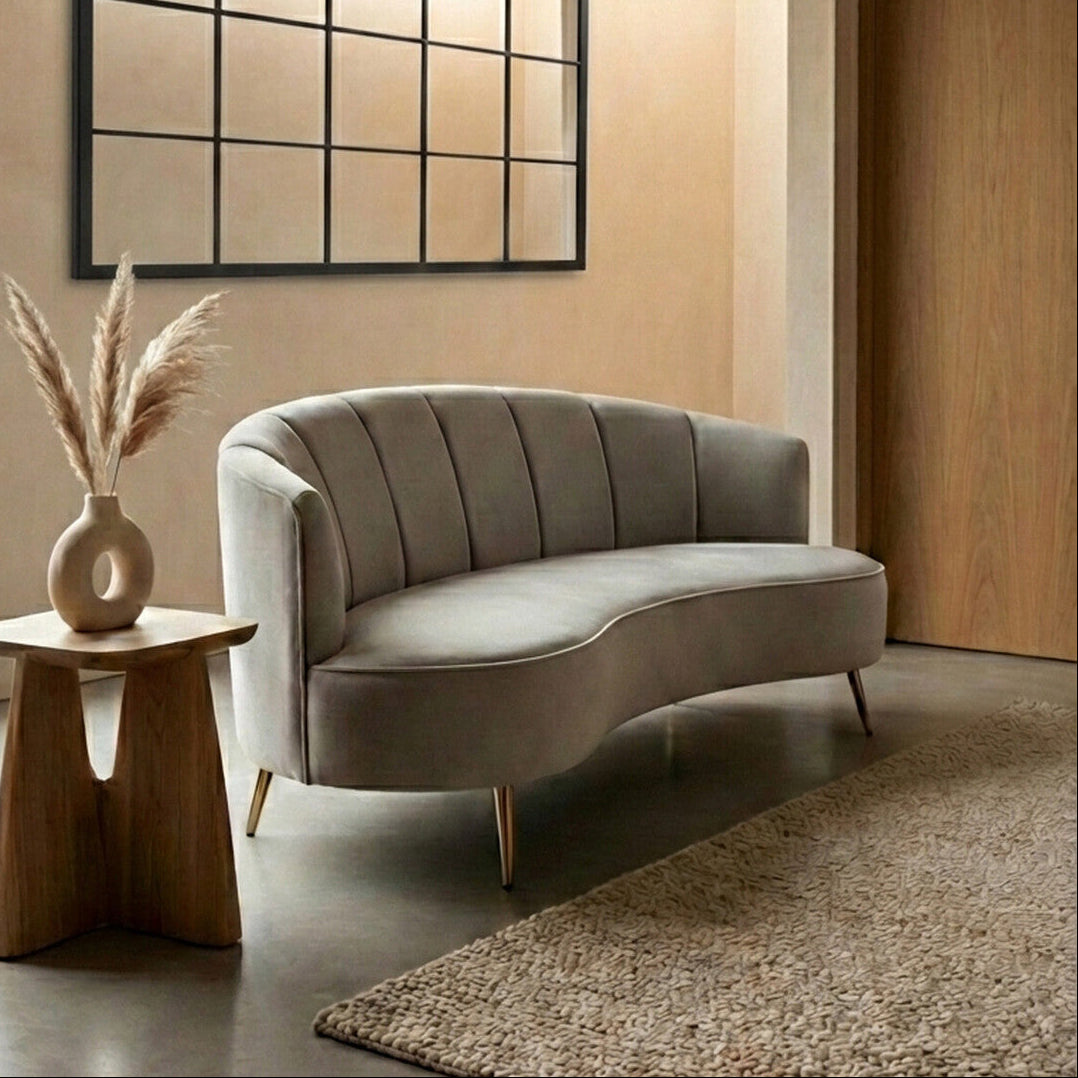 Hasna Grey Velvet 3 Seater Sofa
