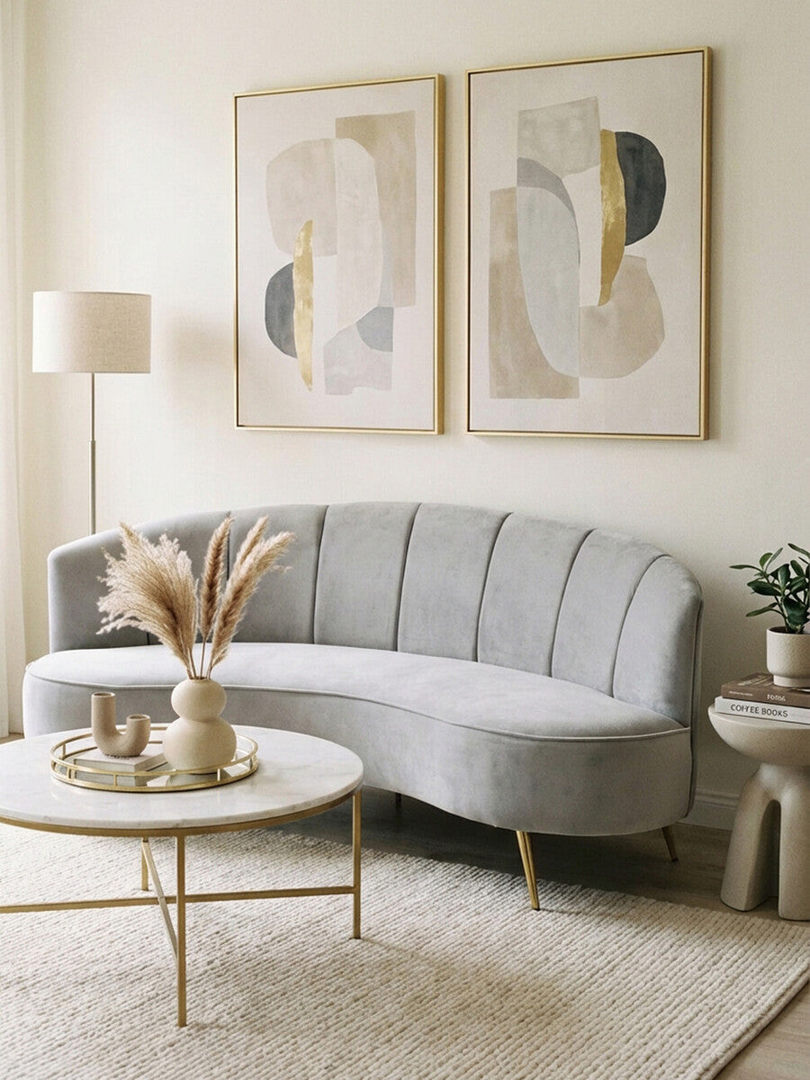 Hasna Grey Velvet 3 Seater Sofa