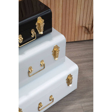 Set of Three White Grey and Black Storage Trunks | Parley