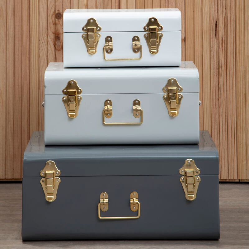 Set of Three Assorted Grey Storage Trunks | Parley