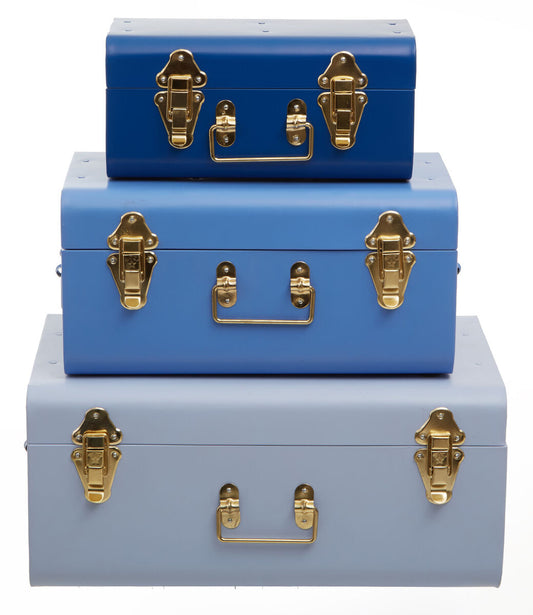 Set of Three Assorted Blue Storage Trunks | Parley