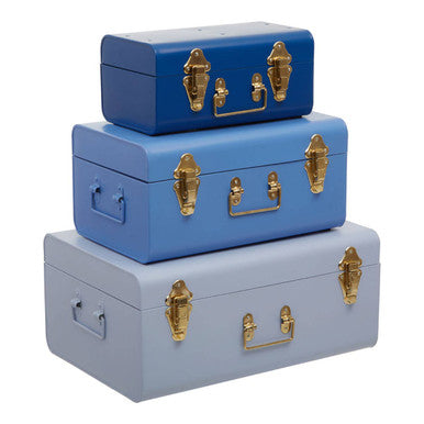 Set of Three Assorted Blue Storage Trunks | Parley