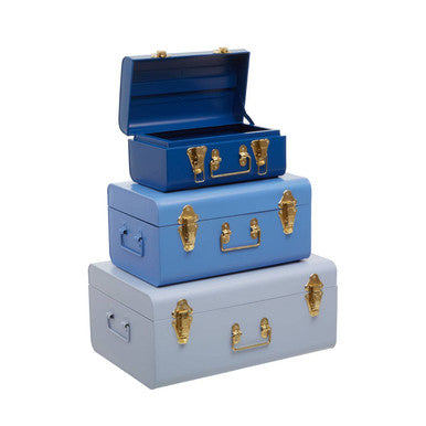 Set of Three Assorted Blue Storage Trunks | Parley