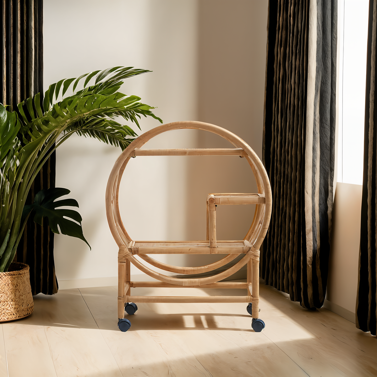 Mataram Natural Rattan 2 Tier Bar Trolley