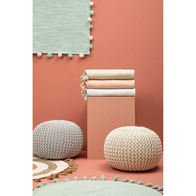 Knit Cream Pouffe | Kids