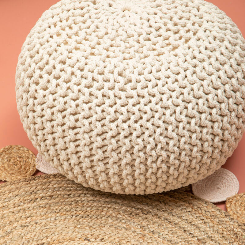 Knit Cream Pouffe | Kids