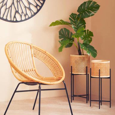Small Rattan Planter with Metal Stand | Depok