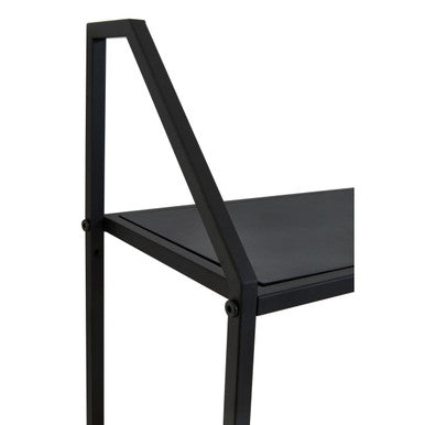 Depok Natural Rattan and Black Finish Metal 2 Tier Wall Shelf