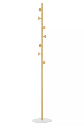 Avento Gold Finish Coat Stand with White Marble Effect Base