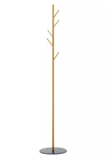 Avento Gold Finish Coat Stand with Black Marble Effect Base