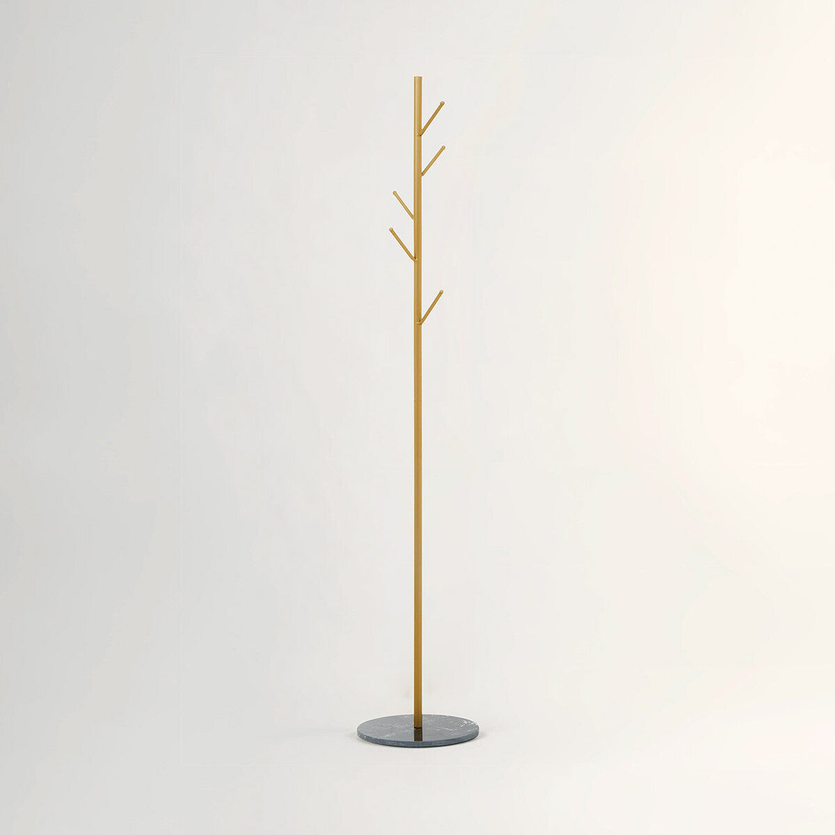 Avento Gold Finish Coat Stand with Black Marble Effect Base