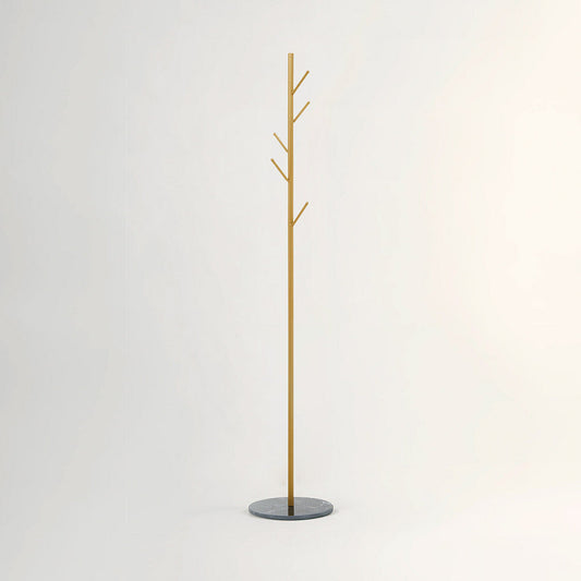Avento Gold Finish Coat Stand with Black Marble Effect Base
