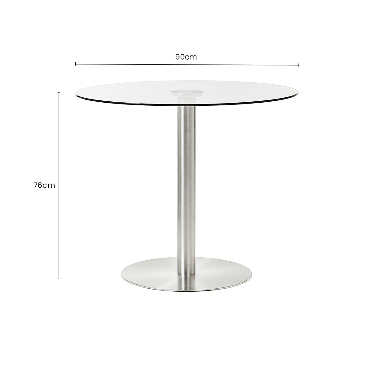 Metropolitan Clear Glass Round Dining Table with Silver Finish Base
