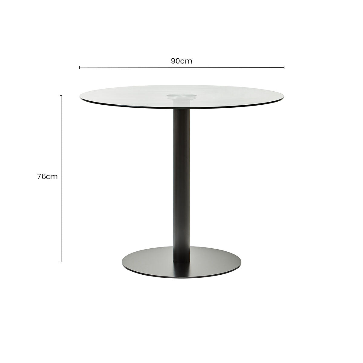 Metropolitan Clear Glass Round Dining Table with Black Finish Base
