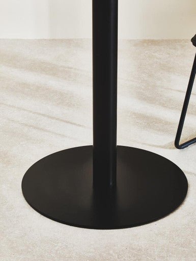 Metropolitan Clear Glass Round Dining Table with Black Finish Base
