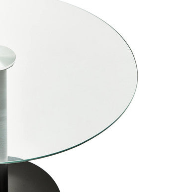 Metropolitan Clear Glass Round Dining Table with Black Finish Base