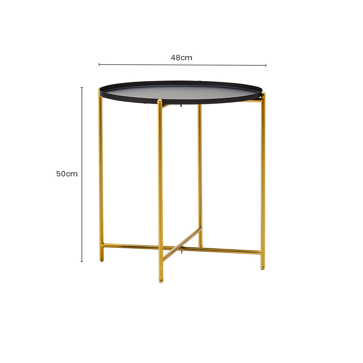 Trosa Black and Gold Finish Round Tray Side Table
