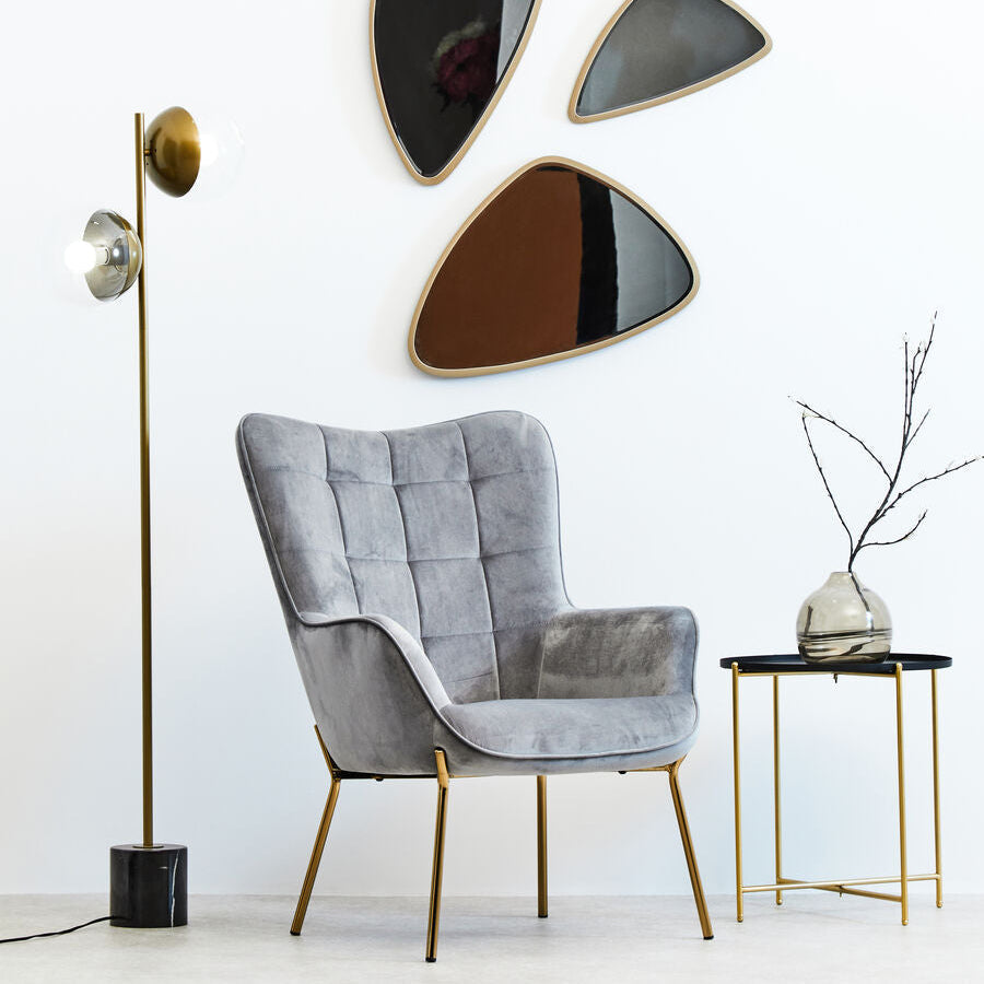 Trosa Black and Gold Finish Round Tray Side Table