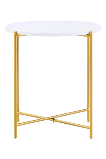 Trosa White and Gold Finish Tray Side Table