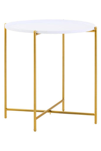 Trosa White and Gold Finish Tray Side Table