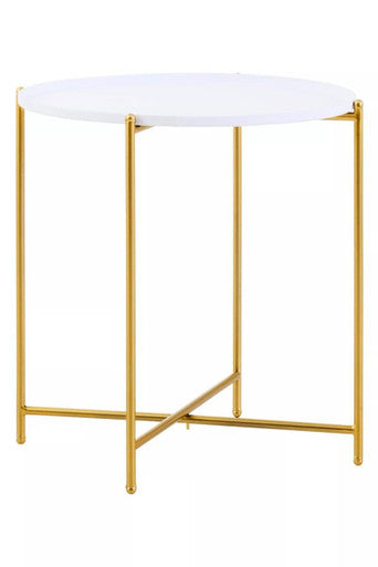 Trosa White and Gold Finish Tray Side Table