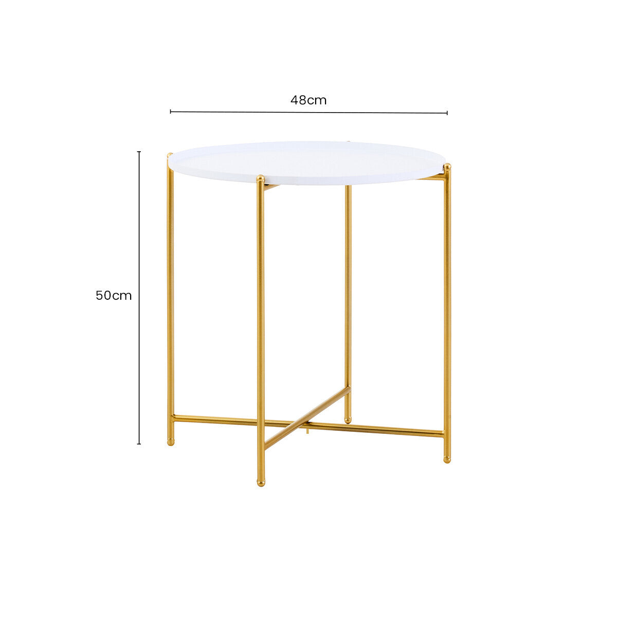 Trosa White and Gold Finish Tray Side Table