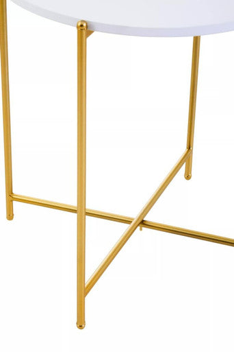 Trosa White and Gold Finish Tray Side Table