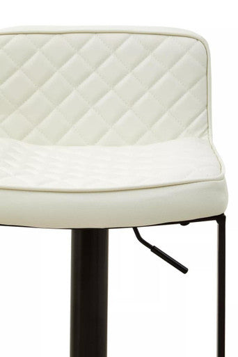 Baina White Leather Effect Adjustable Bar Stool with Black Square Base