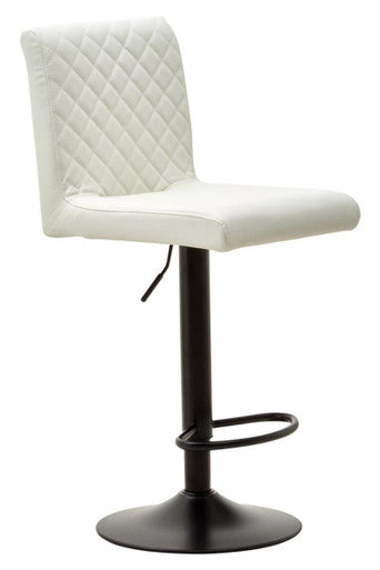 Baina White Leather Effect Bar Chair with Black Finish Base
