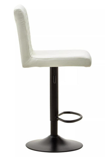 Baina White Leather Effect Bar Chair with Black Finish Base