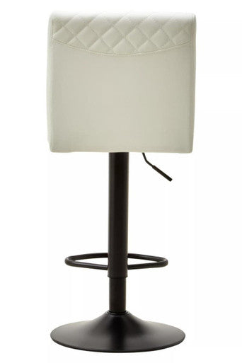 Baina White Leather Effect Bar Chair with Black Finish Base
