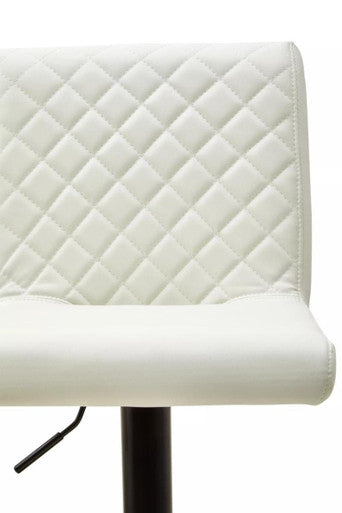 Baina White Leather Effect Bar Chair with Black Finish Base