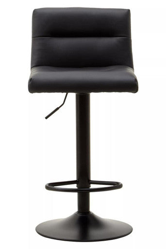 Baina Black Leather Effect Bar Stool with Black Finish Base