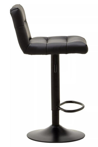 Baina Black Leather Effect Bar Stool with Black Finish Base