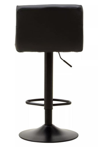 Baina Black Leather Effect Bar Stool with Black Finish Base