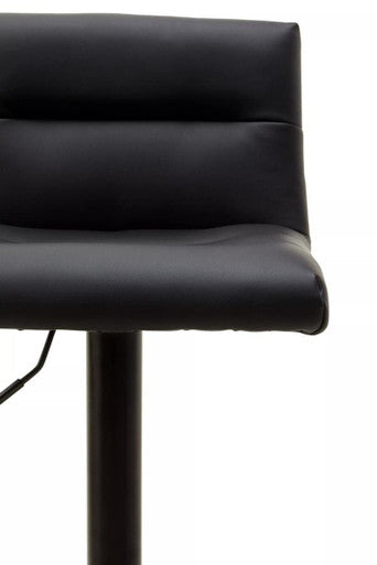 Baina Black Leather Effect Bar Stool with Black Finish Base