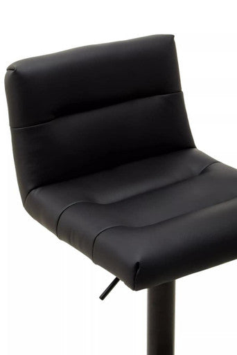 Baina Black Leather Effect Bar Stool with Black Finish Base