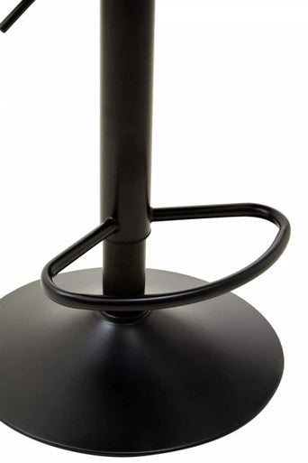 Baina Black Leather Effect Bar Stool with Black Finish Base