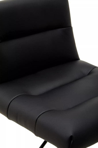 Baina Black Leather Effect Bar Stool with Black Finish Base