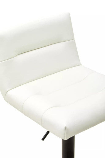Baina White Leather Effect Adjustable Bar Stool with Black Base