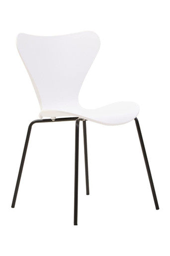 Laila White Moulded Plastic Dining Chair with Black Legs