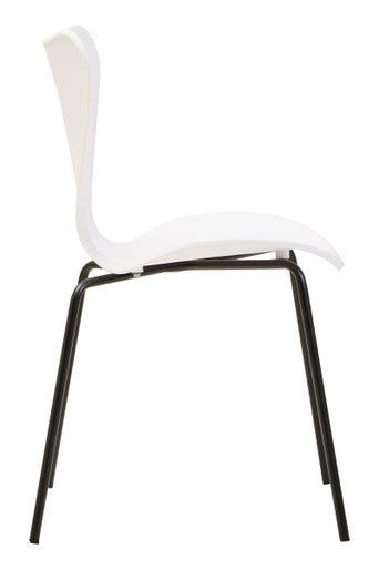 Laila White Moulded Plastic Dining Chair with Black Legs