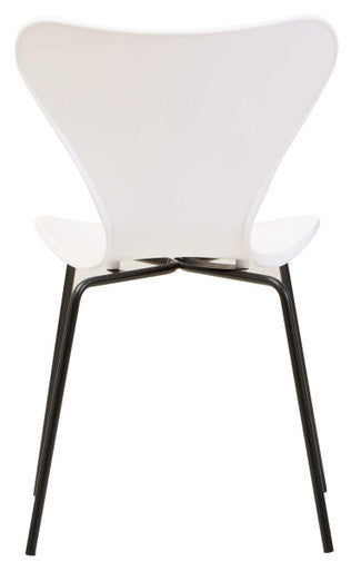 Laila White Moulded Plastic Dining Chair with Black Legs
