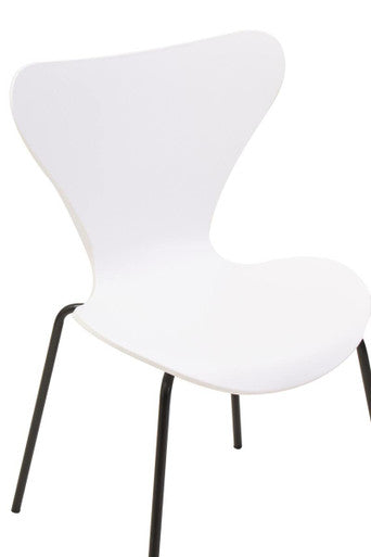 Laila White Moulded Plastic Dining Chair with Black Legs