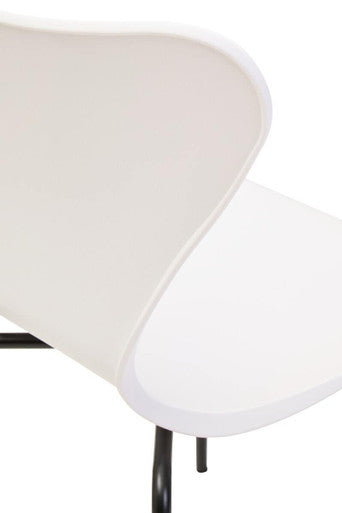 Laila White Moulded Plastic Dining Chair with Black Legs