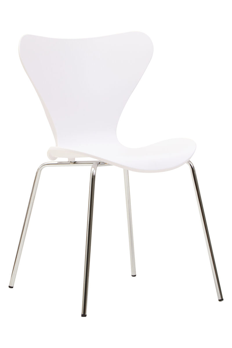 Laila White Moulded Plastic Dining Chair with Chrome Legs